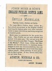 Trade Card John Moir London England English Pickles Scotch Jams Austin Nichols