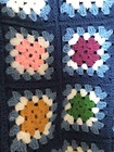 Granny Square Crochet Large Afghan 60 X 66    Navy Light Blue Roseanne Granny Core