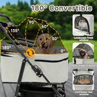 3-in-1 Pet Stroller Detachable Carrier Car Seat Foldable Small Dog Cat  Black