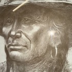 Roy Hampton Native American Portrait Framed Print A p  Signed 21x17 Western Art