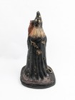 Vintage Wizard W  Owl   Crystal Ball Handmade Plaster Chalkware Statue 13  