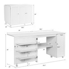 Utility Sewing Table Foldable Craft Cart Shelves Storage Cabinet W wheels White