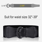 Womens Belt Wide Buckle Elastic Stretch Women Faux Leather Skinny Waist Dress Us