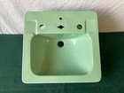 Vtg Mid Century Ceramic 20x19 Pale Jade Green Crane Drop In Bath Sink Old 16-25e