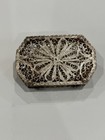 Antique 800 Silver Filigree Hinged Trinket Pill Box Pierced Floral 1311-roan