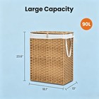 Wicker Laundry Basket With Lid  90l Woven Laundry Hamper With Handles