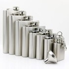 Mini Keychain Hip Flask 304 Stainless Steel Brushed Whiskey Flask  brushed  1oz 