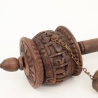 Carved Wooden Tibetan-style Buddhist Prayer Wheel 10 5in Decor