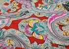 Etro Dress 44 Red Linen Blend Paisley Short Sleeve