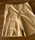 Caddy Slacks Golf Shorts 36 Waist Men Beige Tan Polyester Spandex Flat Front Nwt