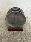 Vintage Wendell August Handmade Solid Aluminum Lighthouse 4 Piece Plates   Stand