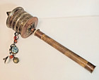 Vintage Tibetan Hand Prayer Wheel W  Authentic Woodblock Mantra Scroll