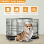 Small Dog Crate Kennel 24 Inches Metal Dog Cage Double-door Folding Travel In   