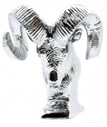 Hood Ornament Rams Head Chrome Die Cast For Flat Surface 3 5  Tall Gg 48052