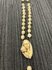 Vintage Italian Large Rosary Hand Carved Catholic Beads Mary Jesus Inri