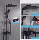 Thermostic Black 10 bathroom Rain Mixer Shower Faucet Set Handheld Head Tap Unit
