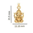 925 Sterling Silver 22k Gold Plated God Ganesh Pendant