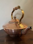 Vintage Copper Tea Kettle With Brass Accents And Wooden Handle Vintage Teapot 