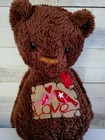 Dan Dee Plush Brown 15  Teddy Bear Love Birds Heart Patch Vintage Stuffed Animal