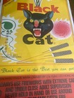 Vintage Black Cat Poster Printed In Macau - 35 X 23