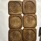 Vtg Set Of 6 Wood Coasters W holder  Teak Wood Mcm Retro 1980 s