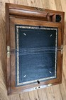 Antique Brass Bound Mahogany Writing Slope Desk W key In Super Nice Condition