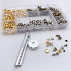 300 Set Leather Rivet Double Cap Rivet Tubular Metal Studs Punch Plier Kit O2d8