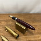 Shaeffer 14k Gold Nib Fountain Pen Pencil Set Matching Short Clip Rare Burgundy