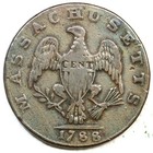 1788 12-i R-4- Stout Indian Massachusetts Cent Colonial Copper Coin
