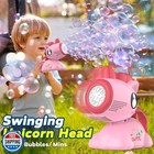 Waballo Unicorn Bubble Machine For Kids  Automatic Blower With Led Lights  No