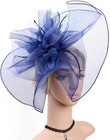 Sinamay Fascinator Hat Floral Feather Pillbox Derby Hats One Size 01-navyblue