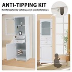 63  Bathroom Storage Cabinet With Glass Doors 2 Drawers Adjustable Shelves White