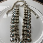 Native American Sterling   Turquoise Bear Paw Squash Blossom Naja Necklace 94g