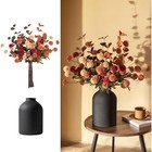 Artificial Kiku Flower Arrangement In Black Metal Vase Fall Home Decor New