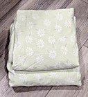 Pottery Barn Kids Full Sheet Set Green White Daisies Floral Flat Fitted