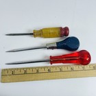 Vintage Awl Set Of 3 Dunlap   Unbranded Scratch Awls With Wood   Plastic Handles