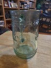 Coca Cola Coke Embossed Green Clear Indiana Glass Mug 16 Oz With Handle Vtg