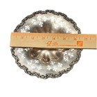 Vintage Silver Plated Footed Compote Bowl Fleur De Lis Cutout Ornate Pedestal