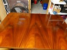 Antique 1920s Ribboned Flame Mahogany Dining Table Set 3 Leaf 5cane Back Chairs