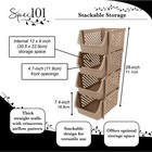 Spec101 Plastic Stackable Storage Bins - 4pc Tan Pantry Closet Organizer Bins