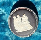 Wedgwood Black Basalt Mourning Pin In Silver