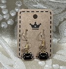 Vintage Black Cat Dainty Gold Dangle Fashion Bohemian Casual Fun Earrings