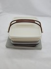 Vintage Tupperware Square Away Sandwich Keeper - Set Of 2    1362 Brown   Tan 