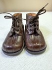 Vintage Toddler Leather Lace Up Boots Brown Vibram Sole Baby First Walkers
