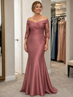Mermaid Stain Mother Of The Bride Dresses Floral Appliques Wedding Evening Gown