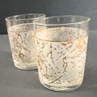 Culver Ice Gold Speckle Rocks Glasses - Set Of 2 - 1987 22k Gold Old Fashioned