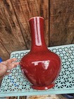 Chinese Red Floor Vase Oxblood Glaze Signed 15 