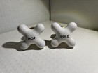 Vintage Porcelain Cross Bathroom Faucet Handles Hot   Cold Antique Handles Brass