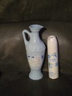 Vintage 1961 Jim Beam Blue Milk Glass Greek Bottle Decanter Empty No Cork