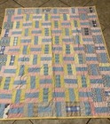 Baby Crib Quilt Nursery Blanket 62    X 54    Blue Yellow Pink White
